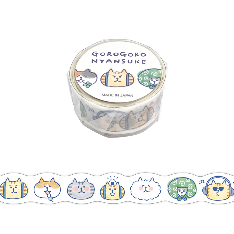 ごろごろにゃんすけ マスキングテープ ダイカット だらりホワイト